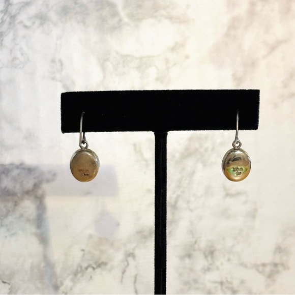 Vintage Sterling Silver 925 Preserved Flower Dangly Earrings - Picture 4 of 7